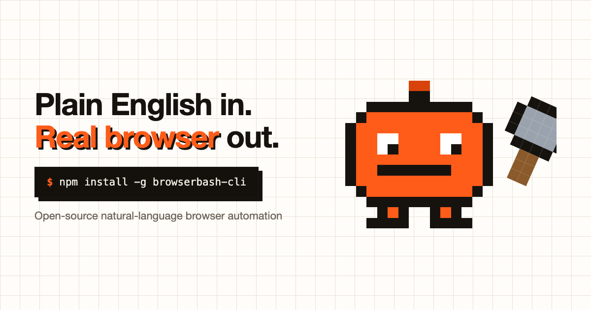 BrowserBash demo — a branded terminal running a plain-English browser test to a green PASSED verdict.